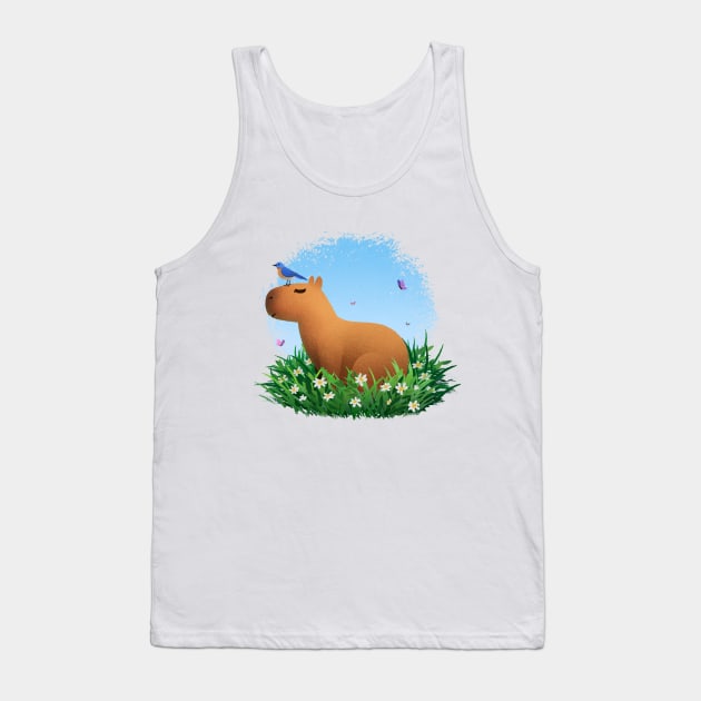 Peaceful Capybara Tank Top by baabaa